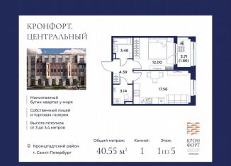 1-ком. квартира на продажу, 40.6 м2, Санкт-Петербург, Дворцовая площадь, метро Адмиралтейская