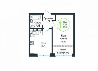 Продается 1-ком. квартира, 37 м2, Краснодар, микрорайон Черемушки