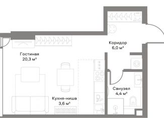 Квартира на продажу студия, 34.4 м2, Москва, Ленинградский проспект, вл8, район Беговой