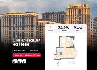 Однокомнатная квартира на продажу, 35 м2, Санкт-Петербург, Невский район