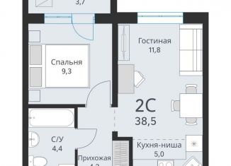 Продаю 2-комнатную квартиру, 38.5 м2, Обь, Большая улица, 23