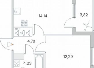 Продается 1-комнатная квартира, 38.9 м2, посёлок Стрельна, ЖК Любоград, проспект Будённого, 24к5