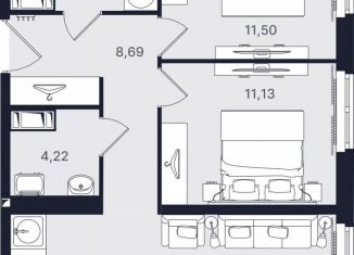 Продажа трехкомнатной квартиры, 61.7 м2, Санкт-Петербург, проспект Большевиков, уч3, Невский район