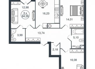 Продаю 3-комнатную квартиру, 84.3 м2, Тверская область