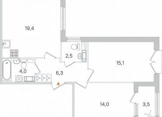 Продажа 2-комнатной квартиры, 63.1 м2, Пушкин