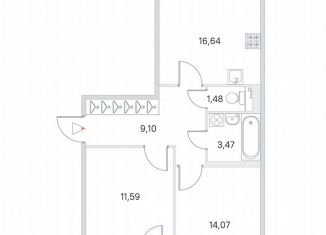 Продам 2-ком. квартиру, 58.5 м2, посёлок Стрельна