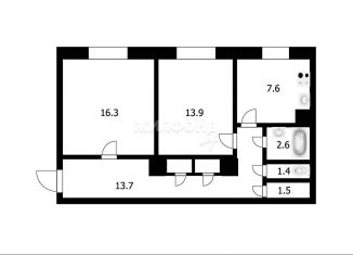 Продаю 2-ком. квартиру, 59 м2, Новосибирск, улица Сибиряков-Гвардейцев, 23