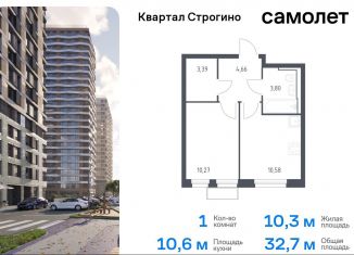 Продажа 1-комнатной квартиры, 32.7 м2, Красногорск, жилой комплекс Квартал Строгино, к2