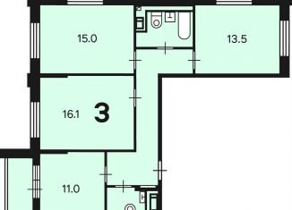 Продажа трехкомнатной квартиры, 73.4 м2, Москва, Краснодарская улица, 6