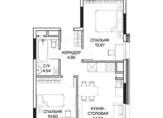 Продажа двухкомнатной квартиры, 48.7 м2, Москва, метро Медведково, улица Корнейчука, 27