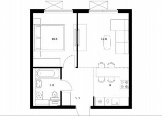 Продаю 1-комнатную квартиру, 38.1 м2, Москва, метро Стахановская, жилой комплекс Волжский Парк, 5.3