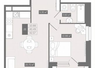 Продается однокомнатная квартира, 42.6 м2, Ленинградская область