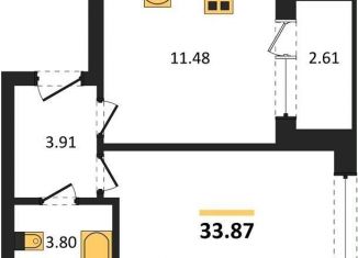 Продается 1-комнатная квартира, 33.9 м2, Калининград, Московский район