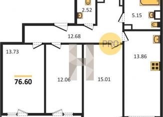 Продаю 3-ком. квартиру, 76.6 м2, Ростов-на-Дону, Красноармейская улица, 157В/83с2, ЖК Рубин