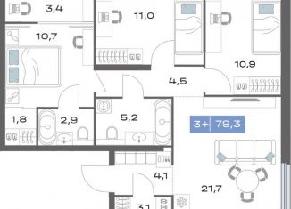 Продается 3-комнатная квартира, 79.3 м2, Екатеринбург, метро Чкаловская