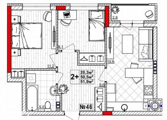 Продается 2-комнатная квартира, 51.9 м2, Нижегородская область