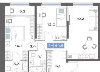 Продается 2-ком. квартира, 64.9 м2, Екатеринбург