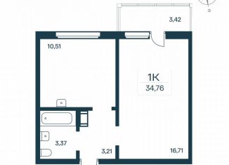 Продам 1-комнатную квартиру, 34.8 м2, городской посёлок Янино-1, Цветной бульвар, 10к2