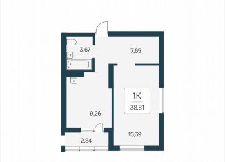 Продам однокомнатную квартиру, 38.8 м2, Новосибирск