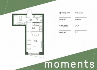 Квартира на продажу студия, 24.8 м2, Москва, метро Войковская, жилой комплекс Моментс, к2.2