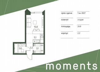 Продам квартиру студию, 24.6 м2, Москва, метро Войковская, жилой комплекс Моментс, к2.2