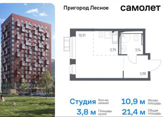 Продам квартиру студию, 21.4 м2, деревня Мисайлово, микрорайон Пригород Лесное, к11.2