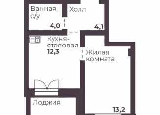 Продам 1-ком. квартиру, 33.6 м2, Челябинск