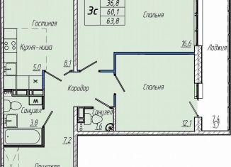 Продается 2-комнатная квартира, 63.7 м2, Кемерово, Притомский проспект, 30Б, Центральный район