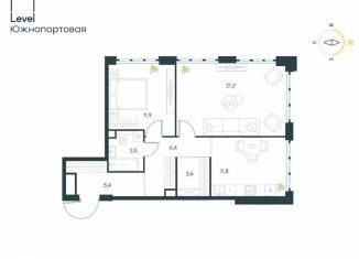 Продажа 2-комнатной квартиры, 63.6 м2, Москва, ЮВАО, жилой комплекс Левел Южнопортовая, 3