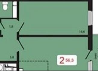 Продается двухкомнатная квартира, 56.3 м2, Красноярск, Свердловский район, жилой комплекс КБС. Берег, 5.2