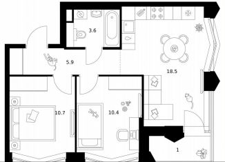 Продаю 2-комнатную квартиру, 50.1 м2, Москва, район Очаково-Матвеевское