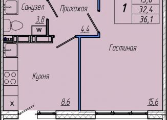 Продаю 1-комнатную квартиру, 36.1 м2, Кемерово, Центральный район, Притомский проспект, 30А