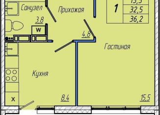 1-комнатная квартира на продажу, 36.2 м2, Кемерово, Притомский проспект, 30Б, Центральный район