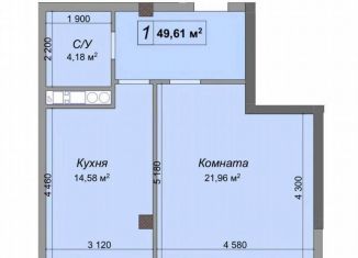 Продаю 1-ком. квартиру, 49.6 м2, Нальчик, улица Тарчокова, 135, район Горная