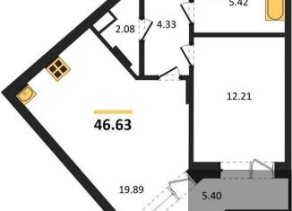 Продаю 1-комнатную квартиру, 46.6 м2, Воронеж