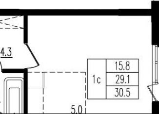 Продам квартиру студию, 30.4 м2, деревня Пирогово, улица Ильинского, 8