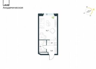 Продам квартиру студию, 25.2 м2, Москва, Профсоюзная улица, 2/22, метро Профсоюзная