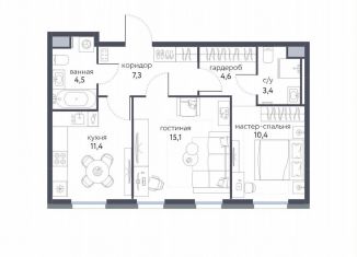 Продаю 2-комнатную квартиру, 56.7 м2, Москва, ЖК Сиреневый парк