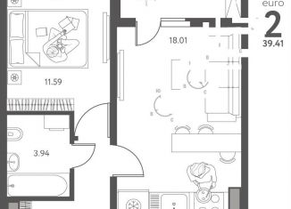 Продам 1-ком. квартиру, 39.4 м2, Липецкая область, улица Перова, 2Д