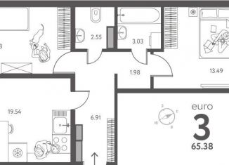 Продажа 2-ком. квартиры, 65.4 м2, Липецк