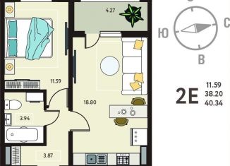 Продажа однокомнатной квартиры, 40.3 м2, село Новая Усмань