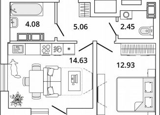 Продаю однокомнатную квартиру, 40.9 м2, Санкт-Петербург, метро Лесная