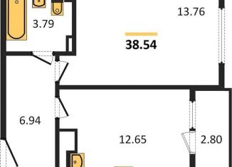 Продается однокомнатная квартира, 38.5 м2, Калининград, Интернациональная улица, 14, ЖК Белый Сад