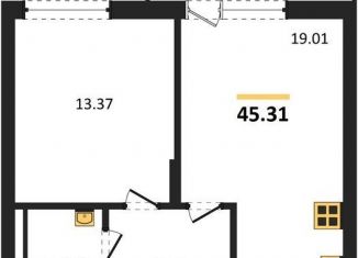 1-комнатная квартира на продажу, 45.3 м2, поселок Малое Исаково