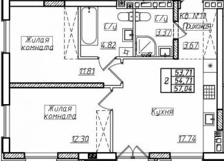 Продаю двухкомнатную квартиру, 54.7 м2, Пионерский