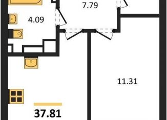 1-комнатная квартира на продажу, 37.8 м2, Калининград, Московский район, Батальная улица, 65Б