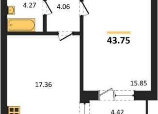 Продам 1-ком. квартиру, 43.8 м2, Калининград, Московский район, Крейсерская улица, 13к1