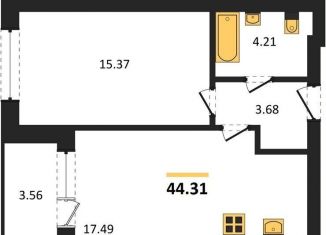 Продам однокомнатную квартиру, 44.3 м2, Пионерский