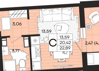 Квартира на продажу студия, 22.9 м2, Краснодарский край