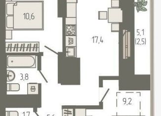 3-комнатная квартира на продажу, 51.2 м2, Екатеринбург, метро Чкаловская, Черкасская улица, 3